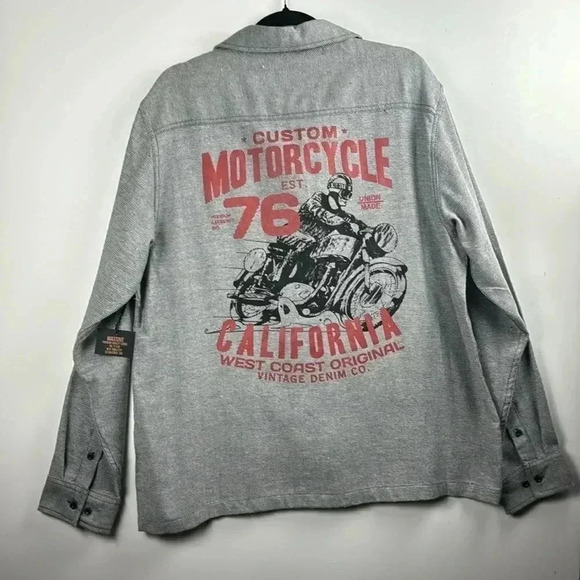 MASSIVE MOTORCYCLE GRAPHIC BIKE SHIRT SZ L BLACK WHITE RED NWT COTTON & POLY - Picture 2 of 8